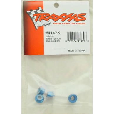 Image of Traxxas 5mm Blue Aluminum Nylon Locking Wheel Nuts (4pcs) TRA4147X