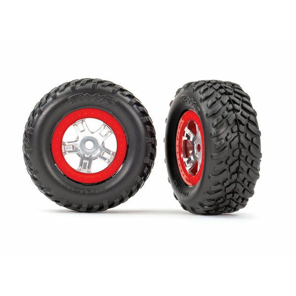 Image of Traxxas 1/16th Mini-Slash Short Course Race Truck Tires/Red Wheels