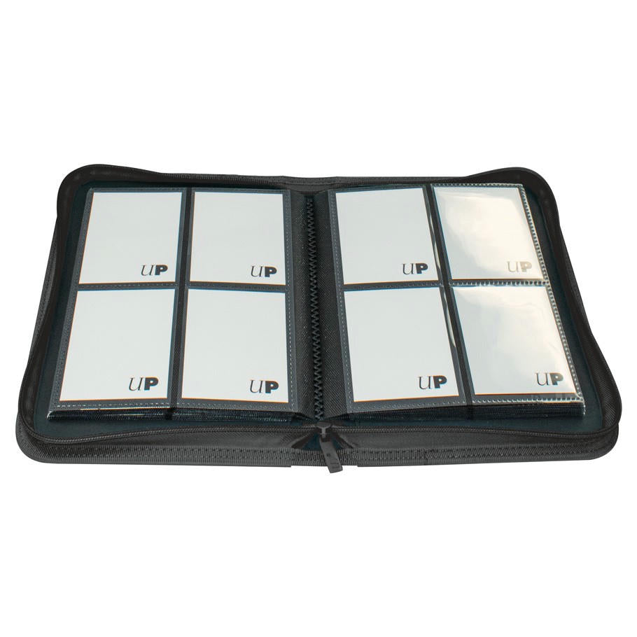Ultra PRO - Vivid 4-Pocket Zippered PRO-Binder: (Black) Protect Up to