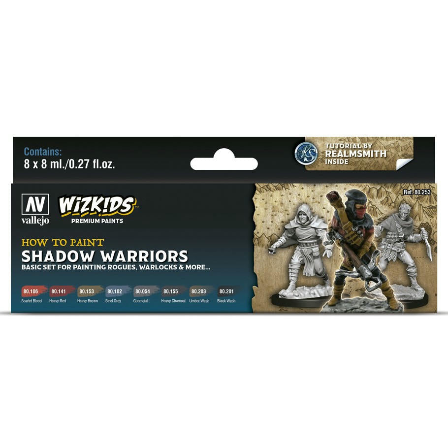 Image of Vallejo/Wizkids How to Paint Shadow Warriors Premium Paint Set VAL80253