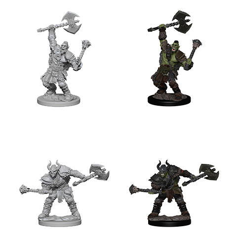 Half-Orc Male Barbarian: Pathfinder Deep Cuts Unpainted Miniatures