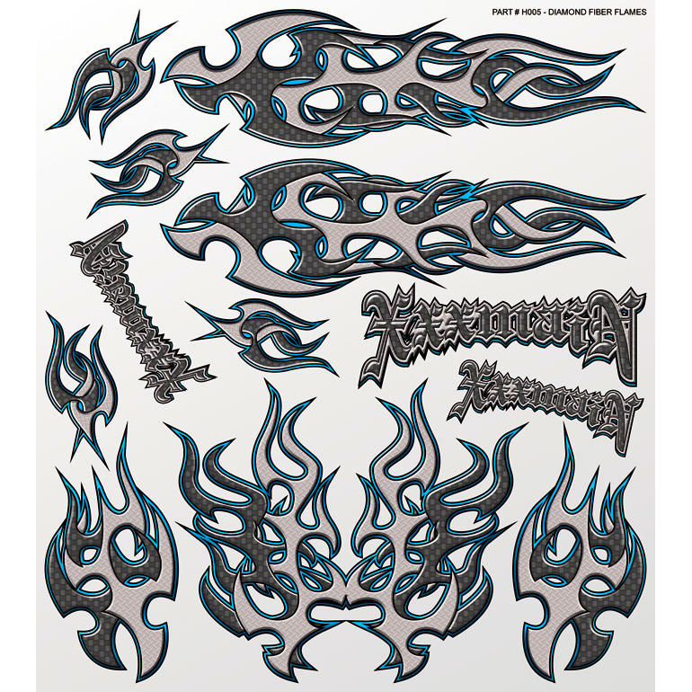 Image of Diamond Fiber Flames Large Decal