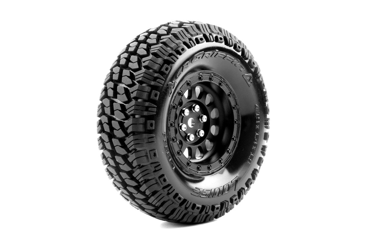 CR-Griffin 1/10 1.9 Crawler Class 1 Tires, 12mm Hex on Black Rim, Super Soft, Front/Rear (2)