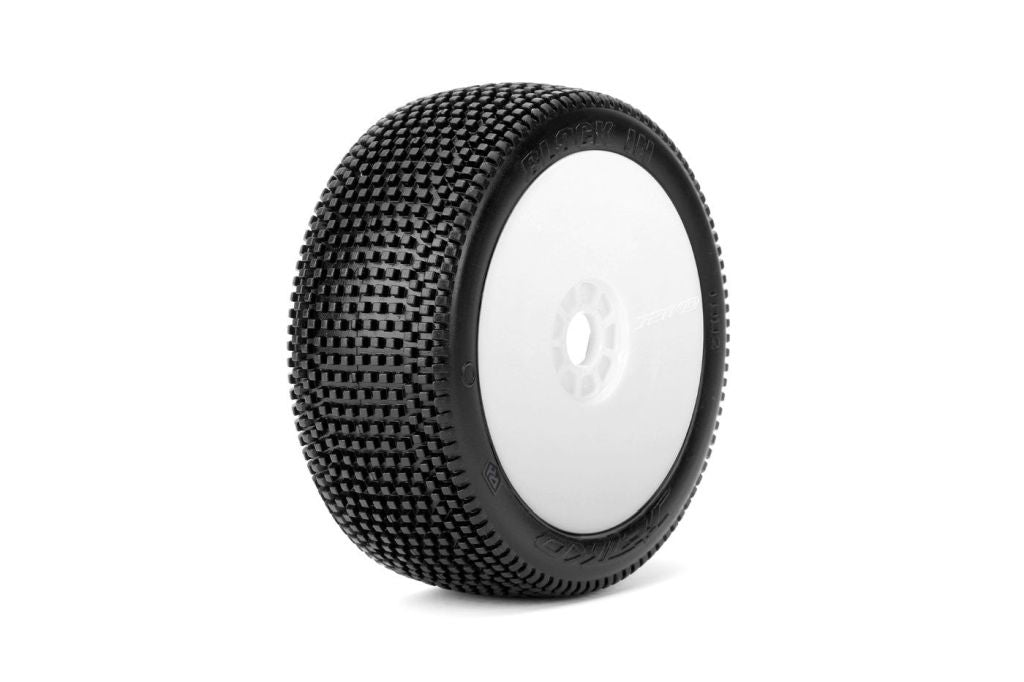 Block In 1/8 Buggy Mounted Tires White Wheels (2) Medium Soft