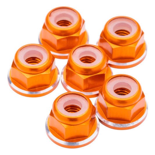 Image of 7075 Aluminum M3 Flanged Locknuts - Orange Shine - 6pcs