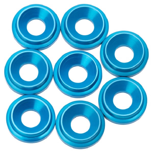 Image of 7075 LowPro Countersunk Washers, M3, Bright Blue, 8pcs