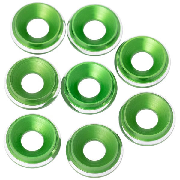 Image of 7075 LowPro Countersunk Washers, M3, Green Shine, 8pcs