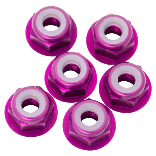 Image of 7075 Aluminum Flanged Locknuts M3, Purple, 6pcs