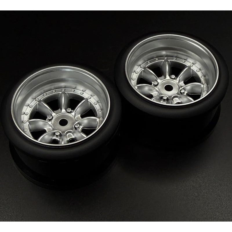 Image of Pana 8-Spoke Style 1/10 Silver Rims, 6mm Offset