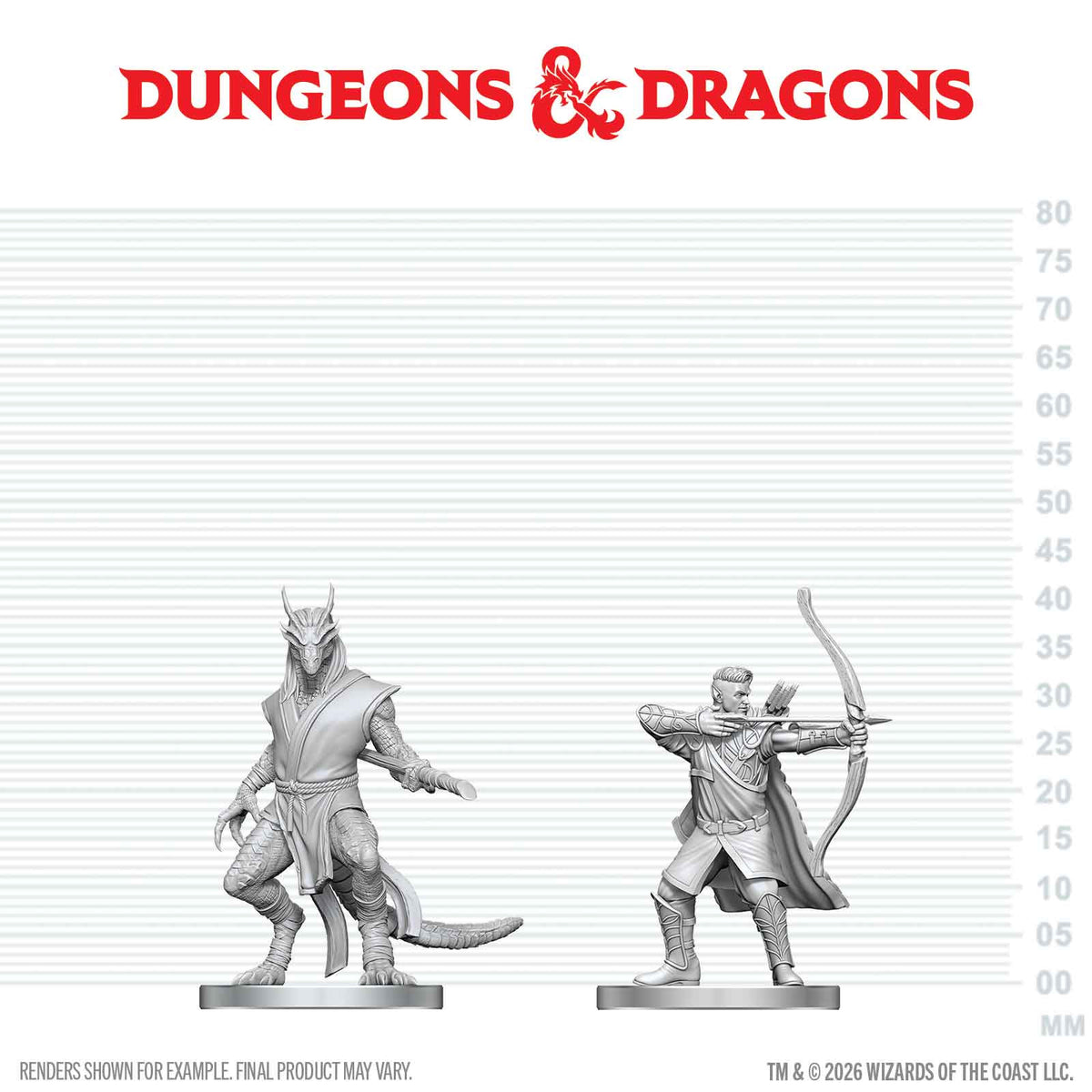 DND NOLZUR'S MARVELOUS UNPAINTED MINIATURES: W29 ELF RANGER N DRAGONBORN MONK