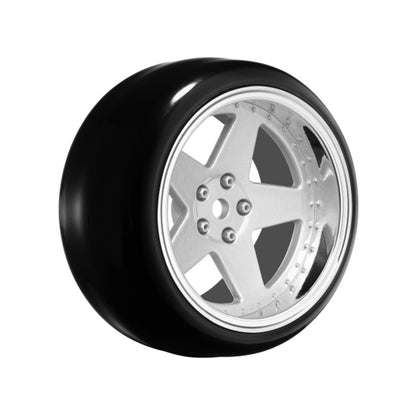 Image of 5 Spoke Matte Silver 1/10 Wheel Mounted Drift Tire, 2, 4