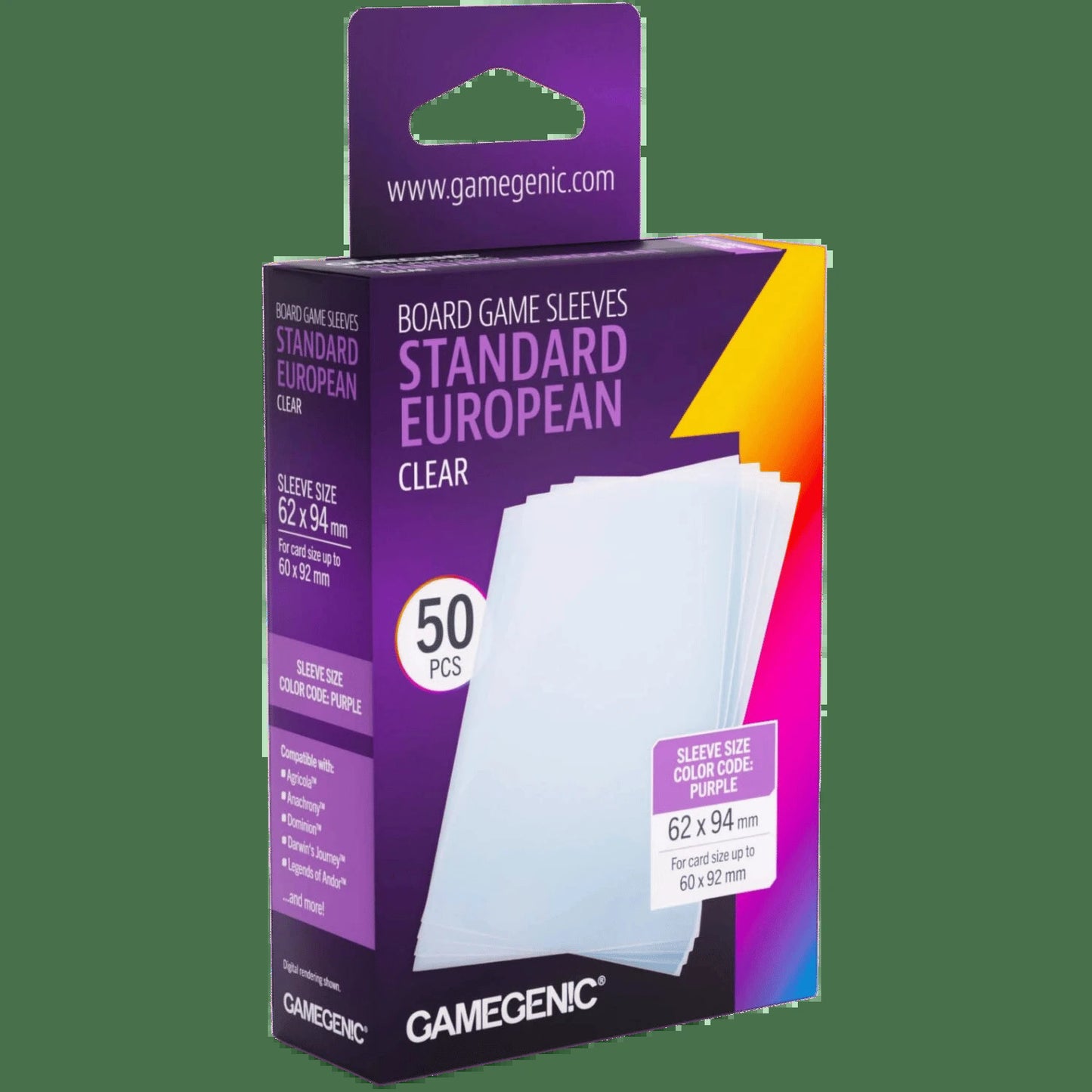 Board Game Sleeves Standard European Clear
