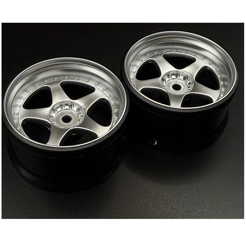 Image of NIZ 5-Star Multipiece Style 1-10 Silver Rims, 6mm Offset