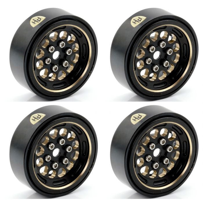 Image of 1.0" Black Brass Beadlock Crawler Wheels, for, 1/24