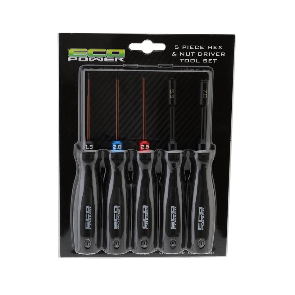 EcoPower 5-Piece Metric Hex & Nut Driver RC Essential Tool Set
