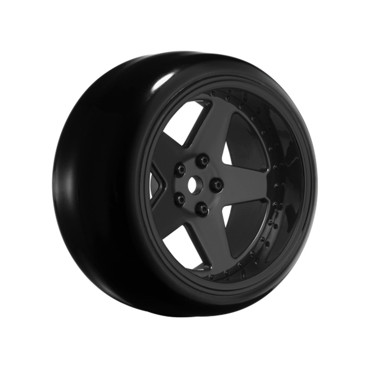 Image of 5 Spoke Gloss White 1/10 Wheel Mounted Drift Tire, 2, 4, 6, 8