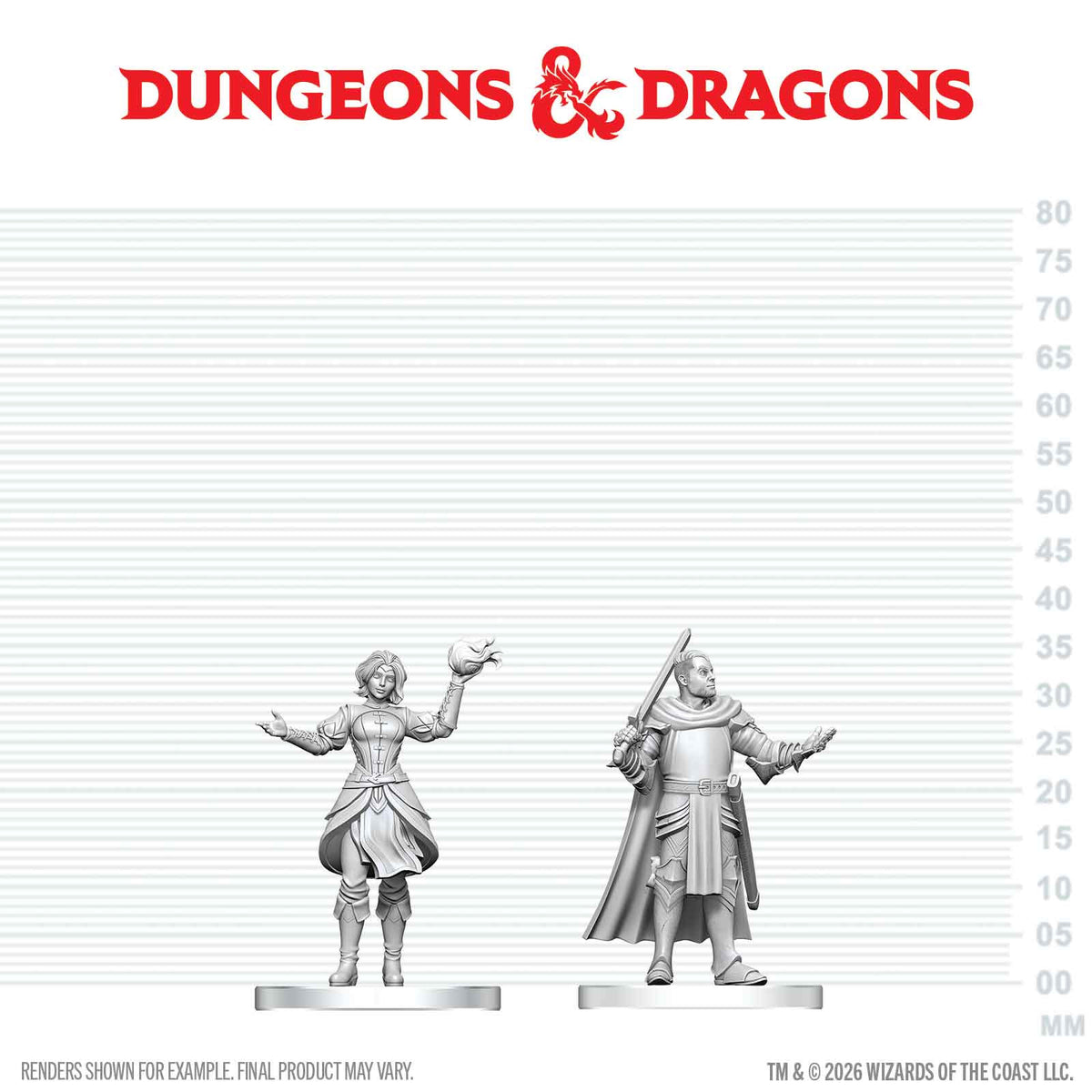 DND NOLZUR'S MARVELOUS UNPAINTED MINIATURES: W29 KNIGHT N MAGE APPRENTICE
