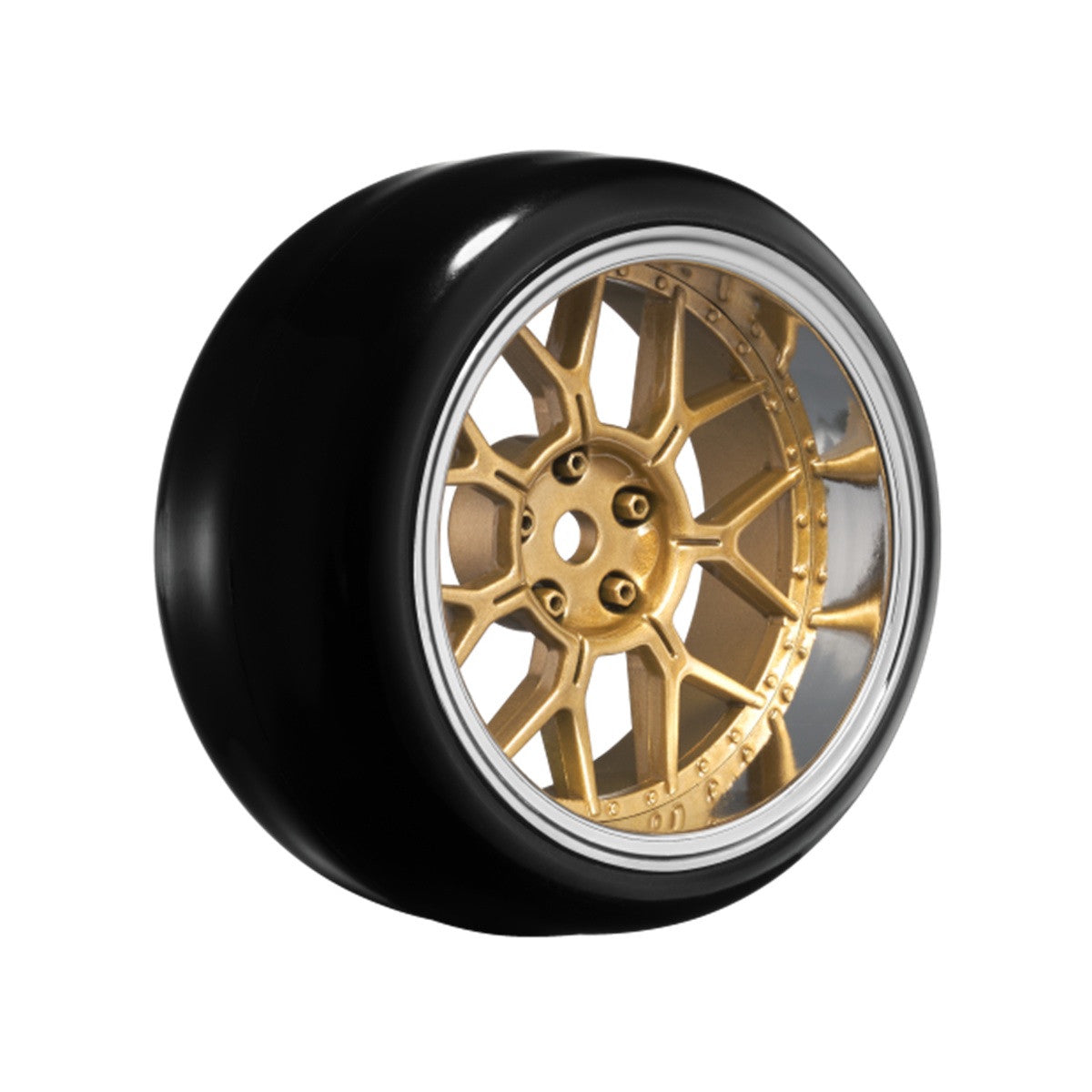 Image of 14 Spoke Bronze 1/10 Wheel Mounted Drift Tire, 2, 4, 6, 8