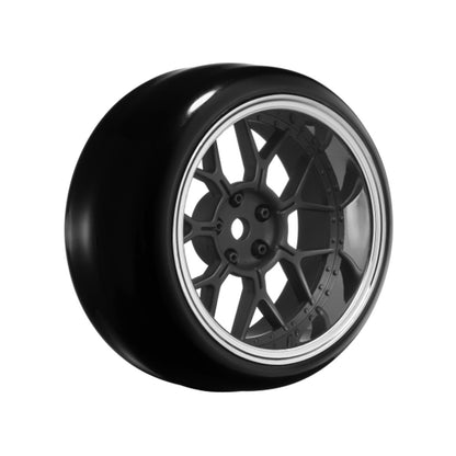 Image of 14 Spoke Matte Black 1/10 Wheel Mounted Drift Tire, 2, 4