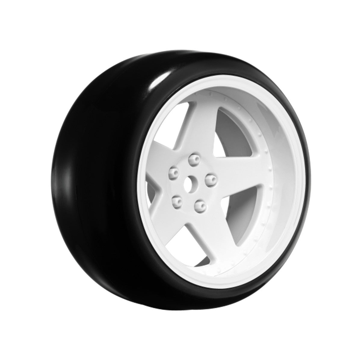 Image of 5 Spoke Gloss White 1/10 Wheel Mounted Drift Tire, 2, 4, 6, 8