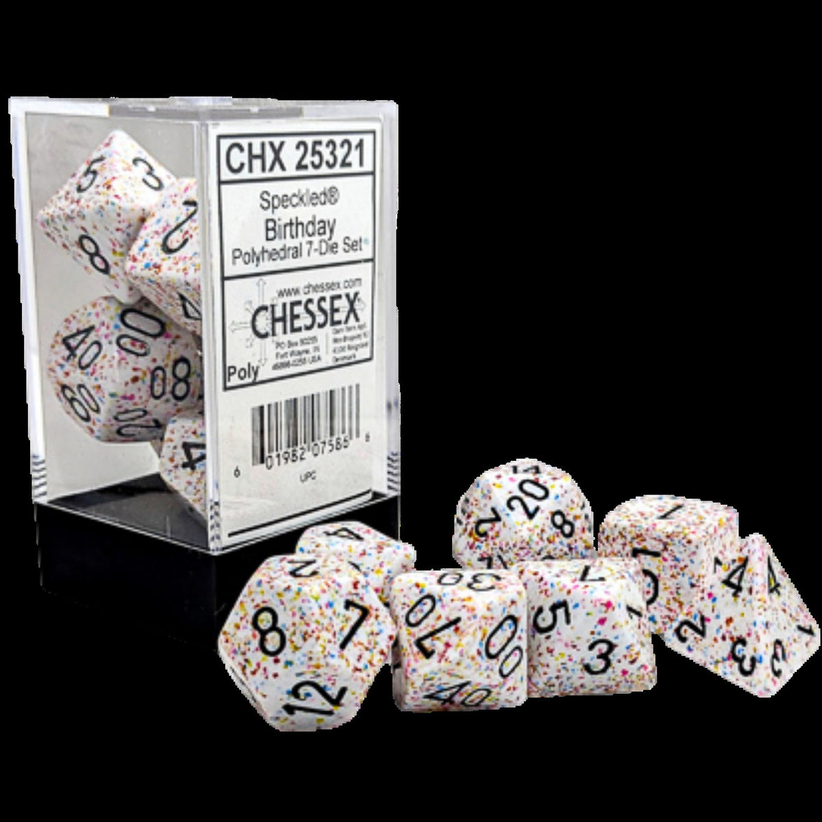 SPECKLED POLYHEDRAL 7-DIE SET BIRTHDAY
