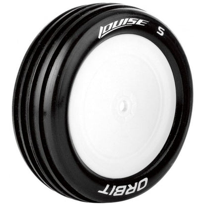Image of E-Orbit 1/10 2WD Front Buggy Tire, Soft, Mounted on White