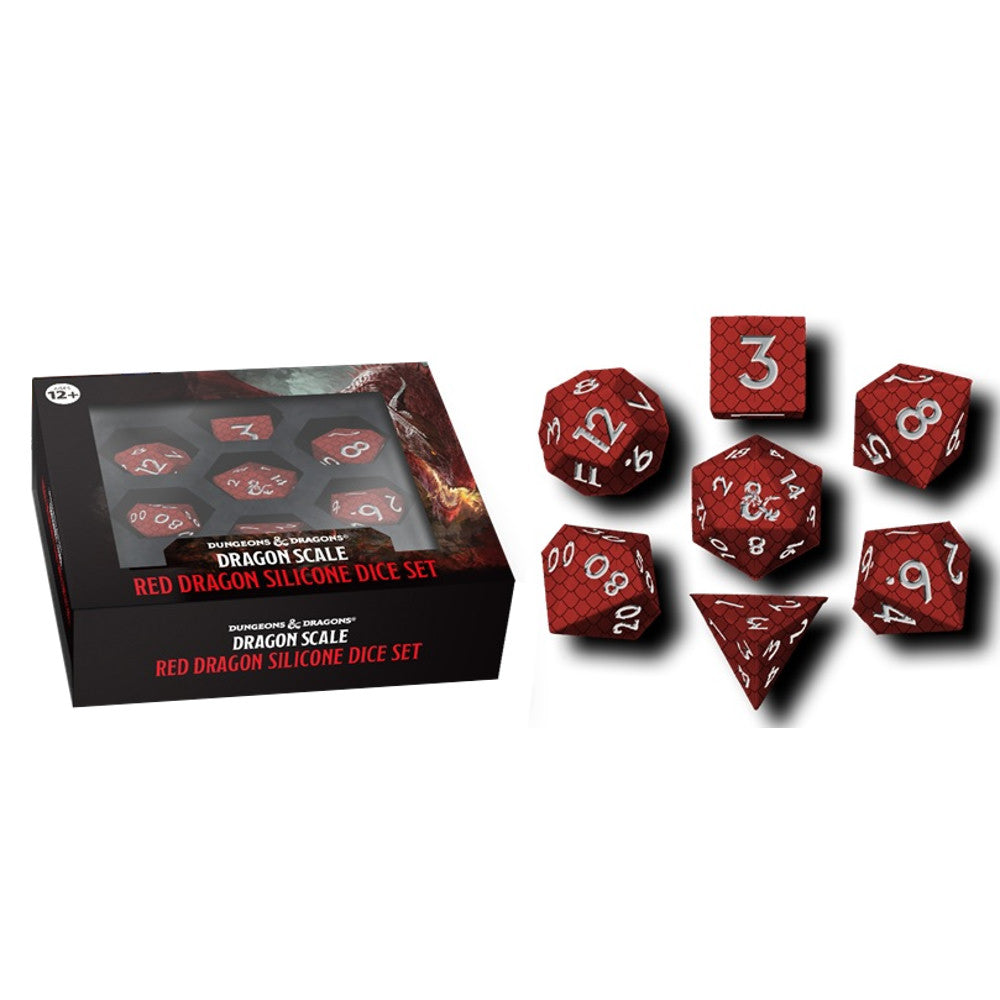DND SILICONE 7 DICE SET DRAGON SCALE RED