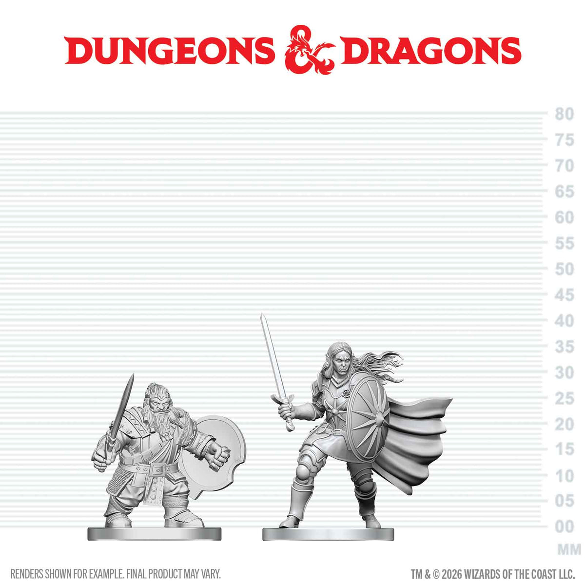 DND NOLZUR'S MARVELOUS UNPAINTED MINIATURES: W29 DWARF FIGHTER N ORC PALADIN
