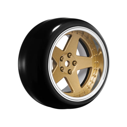 Image of 5 Spoke Bronze 1/10 Wheel Mounted Drift Tire, 2, 4, 6, 8