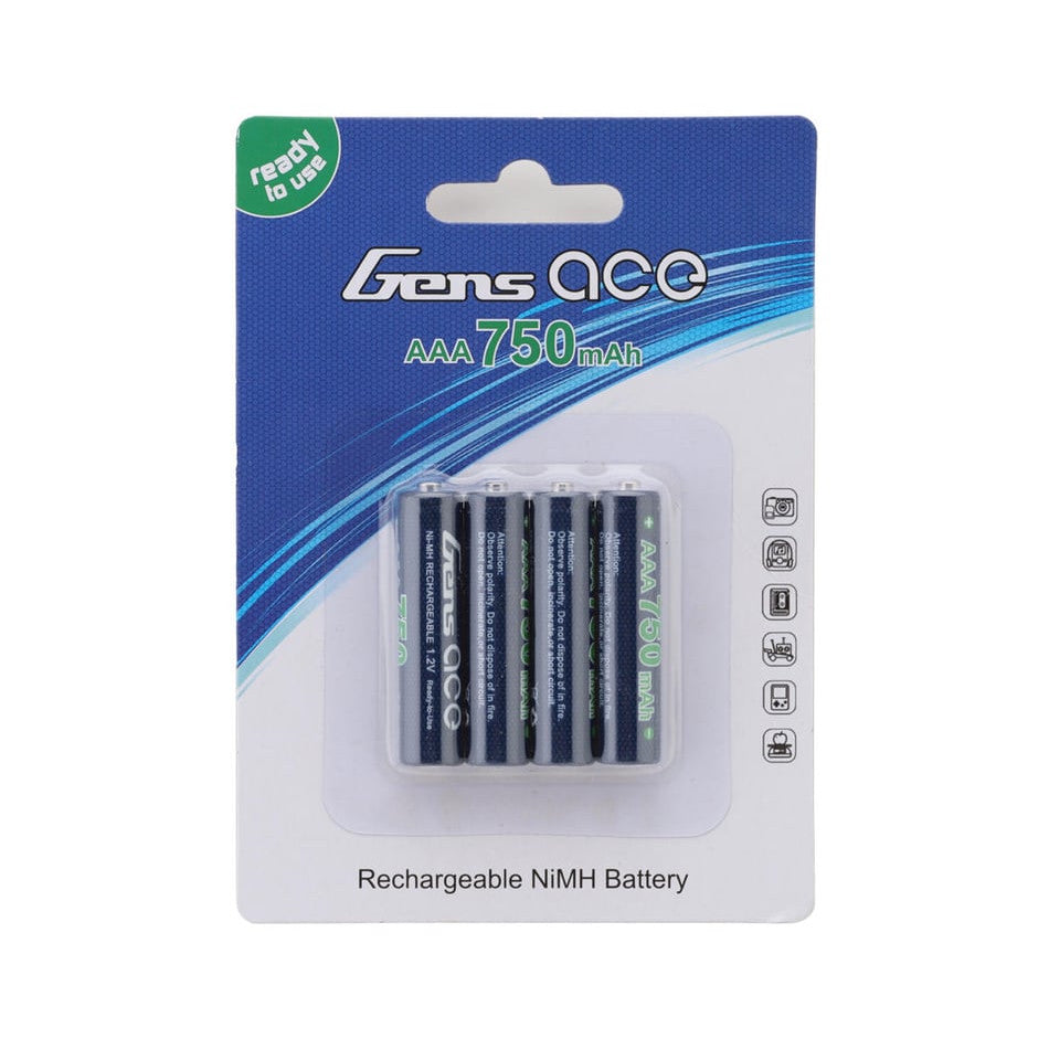 Gens Ace High Power Rechargeable AAA NIMH Battery (1.2V/750mAh) (4)