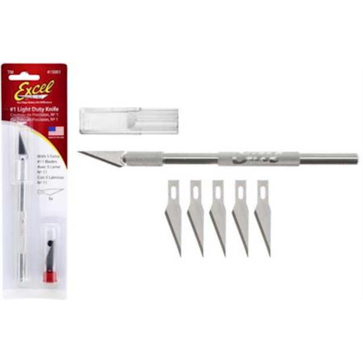 Excel K1 Light Duty Craft Hobby Knife w/(5) #11 Blades