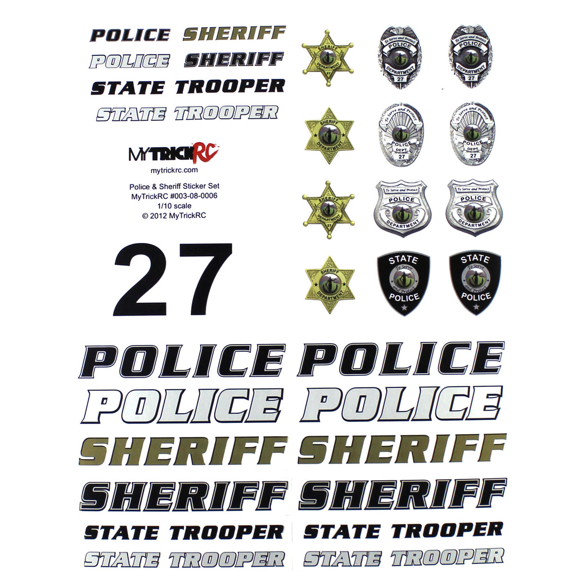 Image of Police / Sheriff Decal Set - Realistic 1:10 Scale Decal