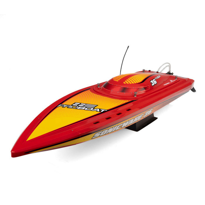 Sonicwake 36-Inch V3, Self-Righting V-Hull Boat RTR, Red Hull