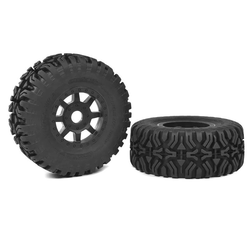 Image of 1-8 SC Tires - Mudclaws - Glued on Black SC Rims -