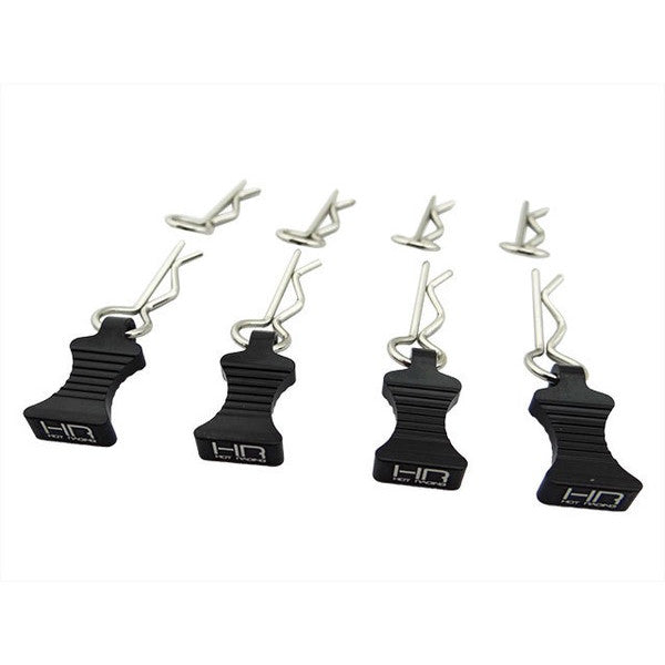Image of 1/10 Black Alum EZ Pulls, 4pcs and Body Clips (8pcs)
