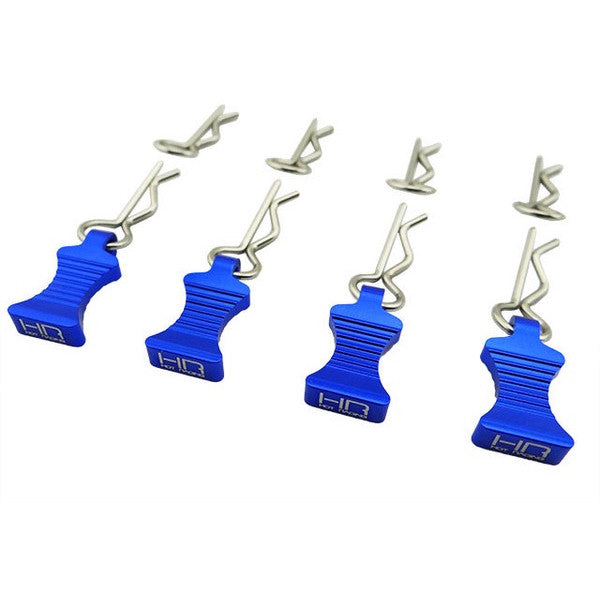 Image of 1/10 Blue Aluminum EZ Pulls (4pcs) and Body Clips (8pcs)