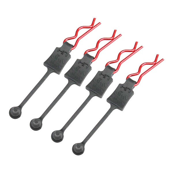 Image of Body Clip Retainers, for 1/8th Scale, Red (4pcs)