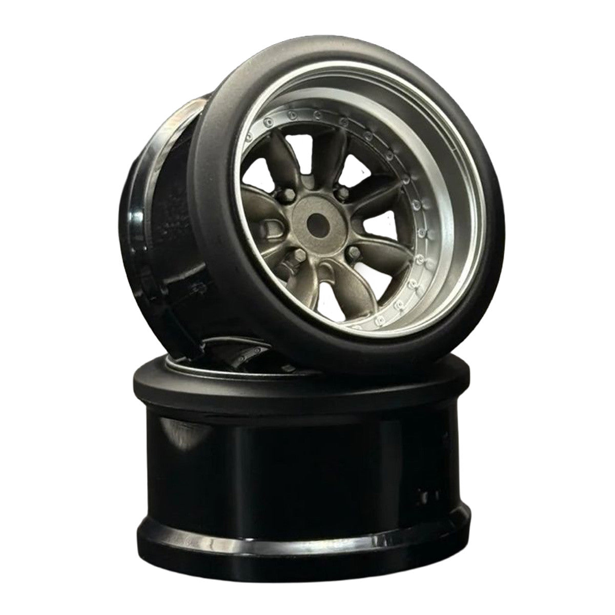 Image of Pana 8-Spoke Style 1/10 Gun Metal Rims, 8mm Offset