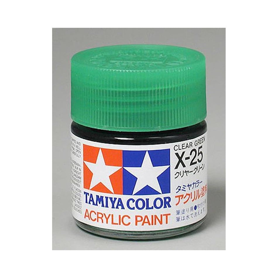 Tamiya X-25 Clear Green Gloss Finish Acrylic Paint (23ml)