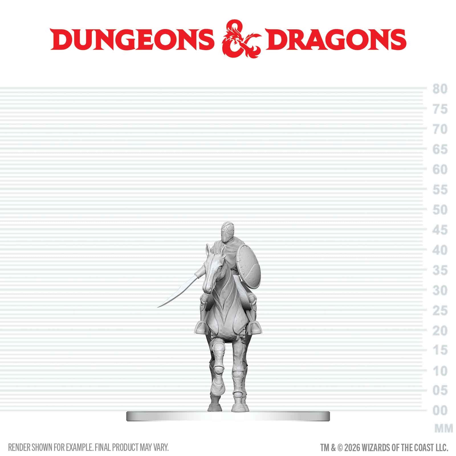 DND NOLZUR'S MARVELOUS UNPAINTED MINIATURES: W29 NIMBLEWRIGHT STEED WITH RIDER