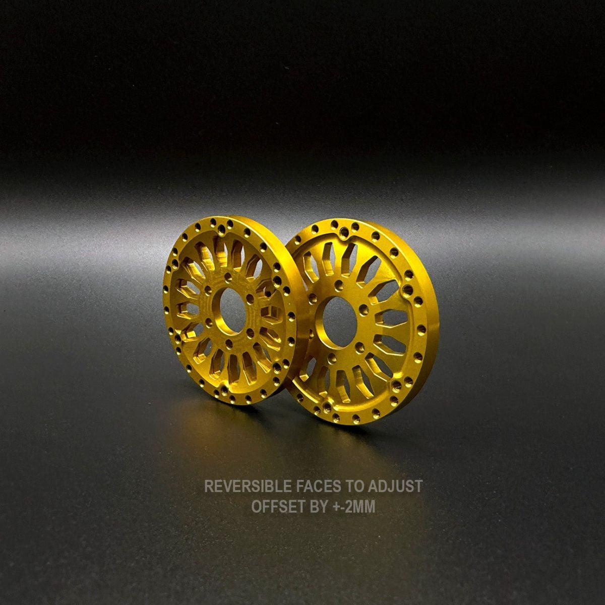 Image of 1.9 Gold "Shield" Aluminum Beadlock Wheels w/Hubs (2)