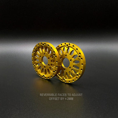 Image of 1.9 Gold "Shield" Aluminum Beadlock Wheels w/Hubs (2)