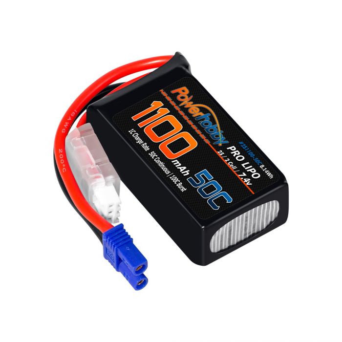 Image of 2S 1100mAh 50C LiPo Battery w/ EC2 Plug: Losi Mini-T/B, JRX2