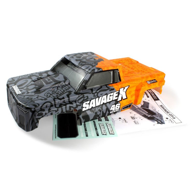 Image of HPI Racing Savage X GT-6 Sportcab Grey/Orange PAINTED Body HPI160104