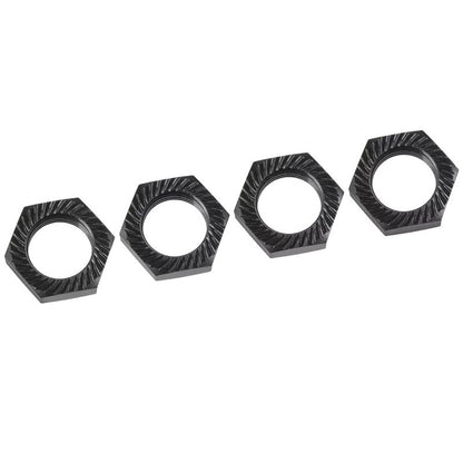 Image of Wheel Nut - Serrated - Aluminum - Black - 4pcs