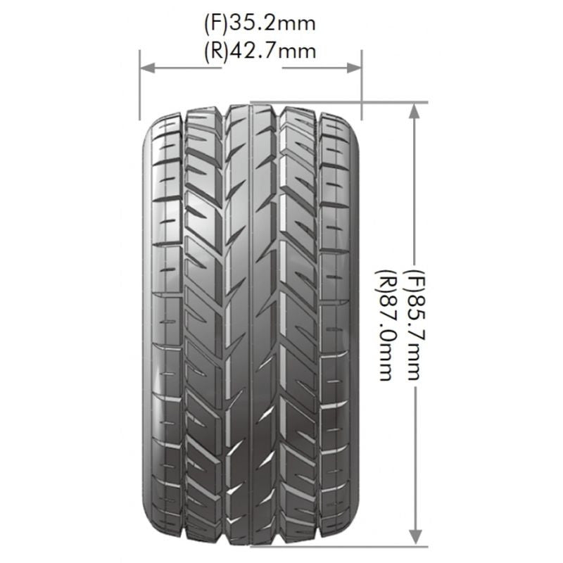 Image of E-Rocket 1/10 4WD Front Buggy Tire, Soft, Mounted on White