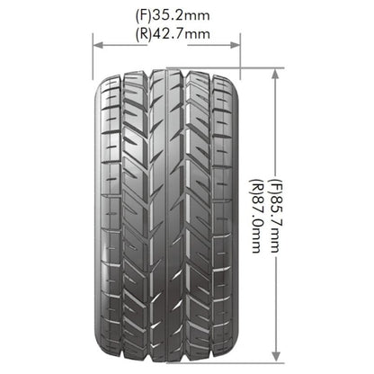 Image of E-Rocket 1/10 4WD Front Buggy Tire, Soft, Mounted on White