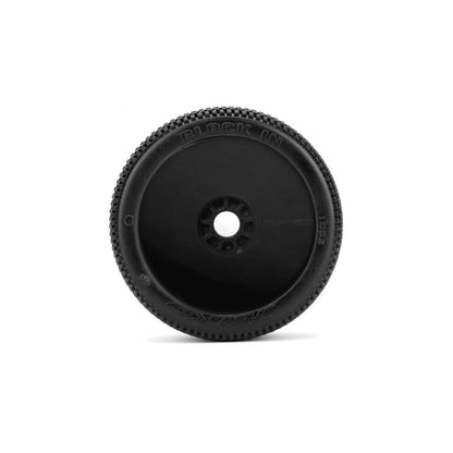 Image of Block In 1/8 Buggy Mounted Tires Black Wheels (2)