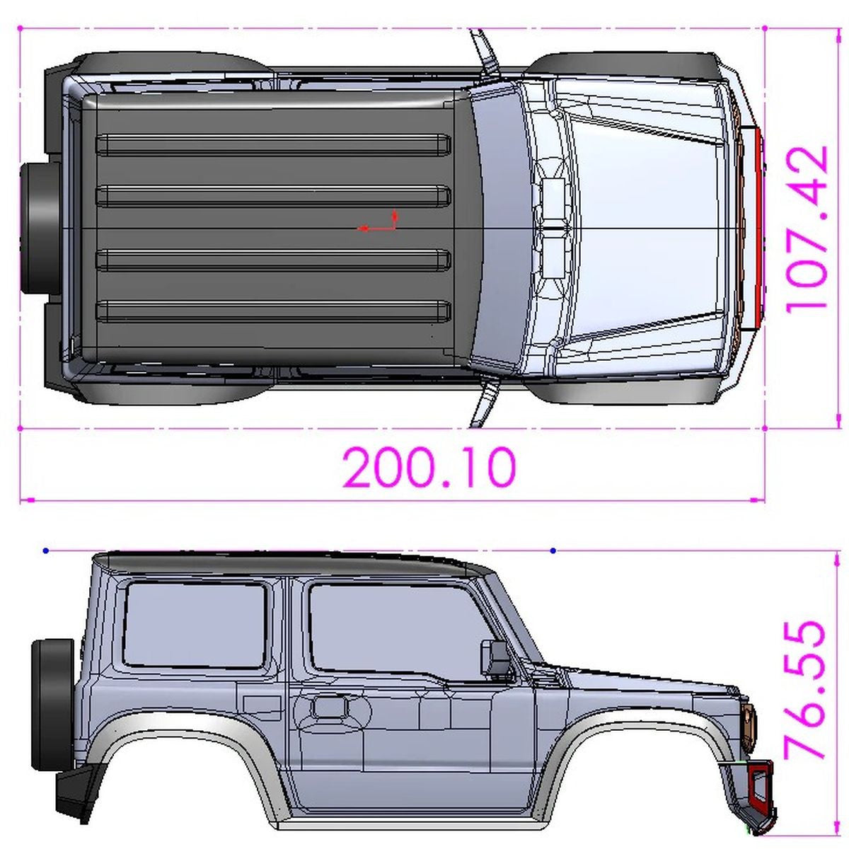 Image of MSA-1E Jimny JB74 Painted Body Set, Black