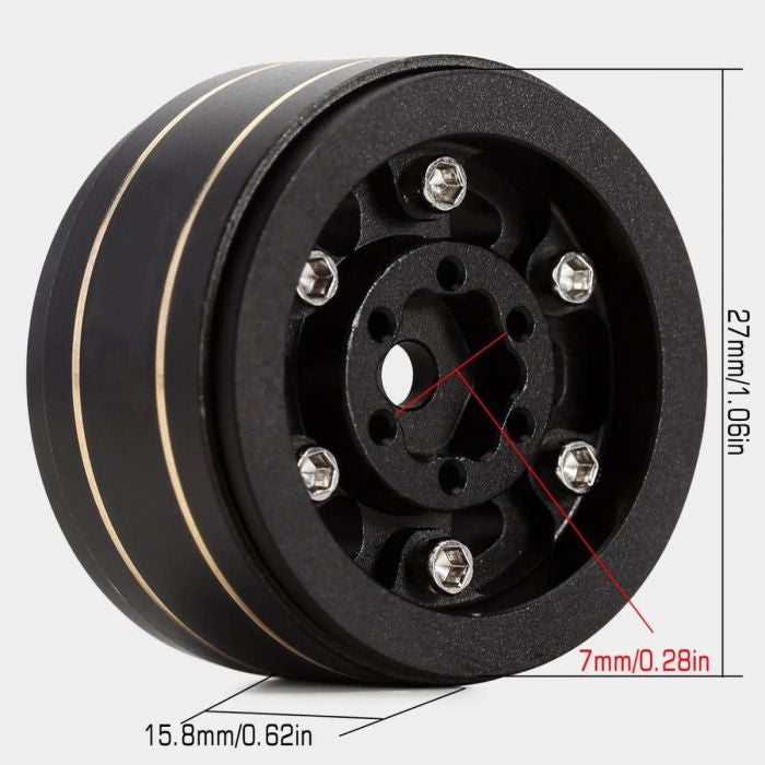 Image of 1.0" Z1 Brass Beadlock Crawler Wheels, for 1/24 Axial  SCX24